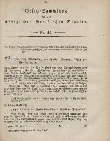 Gesetz-Sammlung für die Königlichen Preussischen Staaten, 21. August, 1857, nr. 44.