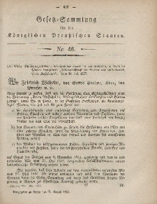 Gesetz-Sammlung für die Königlichen Preussischen Staaten, 31. August, 1857, nr. 46.