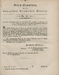 Gesetz-Sammlung für die Königlichen Preussischen Staaten, 14. September, 1857, nr. 51.