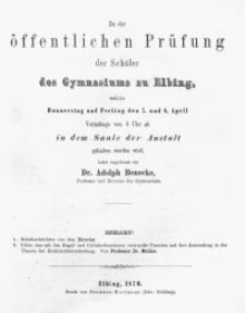Zu der öffentlichen Prüfung der Schüler des Gymnasiums zu Elbing...