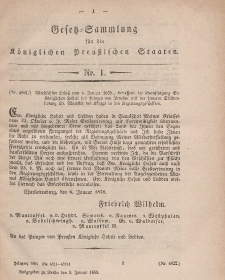 Gesetz-Sammlung für die Königlichen Preussischen Staaten, 9. Januar, 1858, nr. 1.