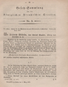 Gesetz-Sammlung für die Königlichen Preussischen Staaten, 1. März, 1858, nr. 5.