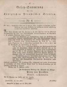 Gesetz-Sammlung für die Königlichen Preussischen Staaten, 15. März, 1858, nr. 6.