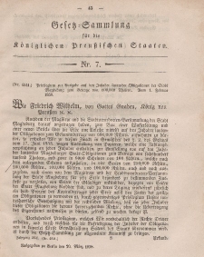 Gesetz-Sammlung für die Königlichen Preussischen Staaten, 20. März, 1858, nr. 7.