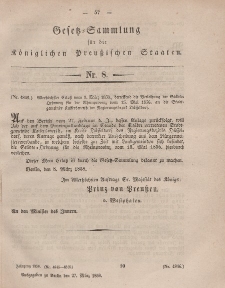 Gesetz-Sammlung für die Königlichen Preussischen Staaten, 27. März, 1858, nr. 8.