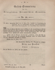 Gesetz-Sammlung für die Königlichen Preussischen Staaten, 31. März, 1858, nr. 10.