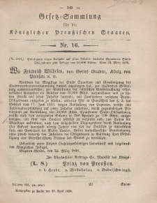 Gesetz-Sammlung für die Königlichen Preussischen Staaten, 29. April, 1858, nr. 16.