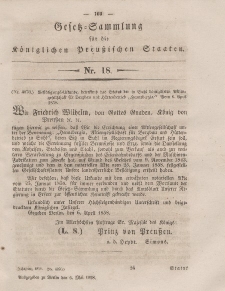 Gesetz-Sammlung für die Königlichen Preussischen Staaten, 6. Mai, 1858, nr. 18.