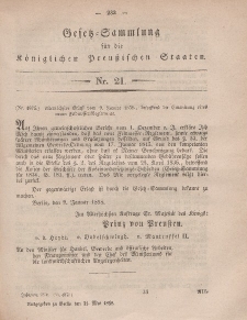 Gesetz-Sammlung für die Königlichen Preussischen Staaten, 21. Mai, 1858, nr. 21.