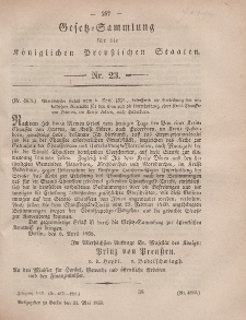 Gesetz-Sammlung für die Königlichen Preussischen Staaten, 31. Mai, 1858, nr. 23.