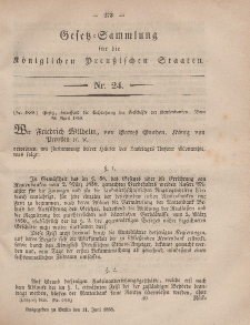 Gesetz-Sammlung für die Königlichen Preussischen Staaten, 11. Juni, 1858, nr. 24.