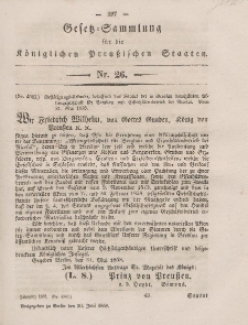 Gesetz-Sammlung für die Königlichen Preussischen Staaten, 30. Juni, 1858, nr. 26.