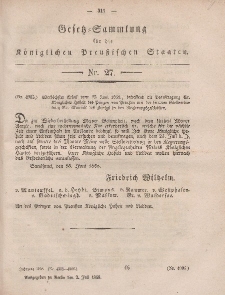Gesetz-Sammlung für die Königlichen Preussischen Staaten, 2. Juli, 1858, nr. 27.