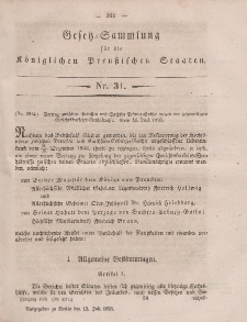 Gesetz-Sammlung für die Königlichen Preussischen Staaten, 13. Juli, 1858, nr. 31.