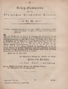 Gesetz-Sammlung für die Königlichen Preussischen Staaten, 6. August, 1858, nr. 35.