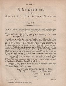 Gesetz-Sammlung für die Königlichen Preussischen Staaten, 9. August, 1858, nr. 36.