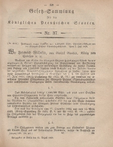 Gesetz-Sammlung für die Königlichen Preussischen Staaten, 11. August, 1858, nr. 37.