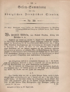Gesetz-Sammlung für die Königlichen Preussischen Staaten, 25. August, 1858, nr. 39.