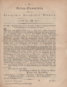 Gesetz-Sammlung für die Königlichen Preussischen Staaten, 8. September, 1858, nr. 43.