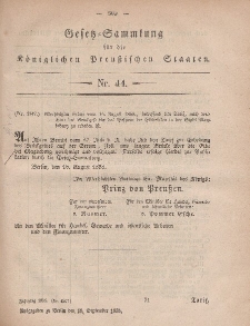 Gesetz-Sammlung für die Königlichen Preussischen Staaten, 16. September, 1858, nr. 44.