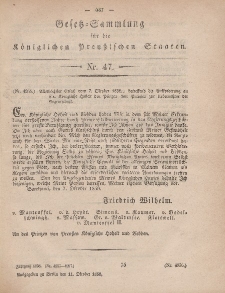 Gesetz-Sammlung für die Königlichen Preussischen Staaten, 11. Oktober, 1858, nr. 47.
