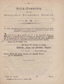 Gesetz-Sammlung für die Königlichen Preussischen Staaten, 30. Dezember, 1858, nr. 56.