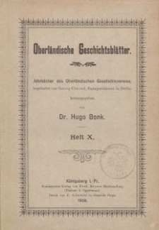 Oberländische Geschichtsblätter, Heft 10, 1908