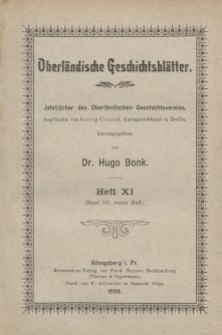Oberländische Geschichtsblätter, Heft 11, 1909