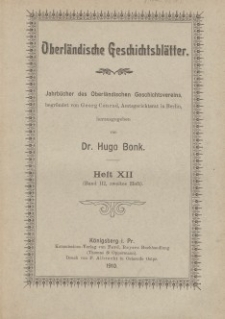 Oberländische Geschichtsblätter, Heft 12, 1910