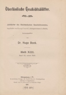 Oberländische Geschichtsblätter, Heft 13, 1911