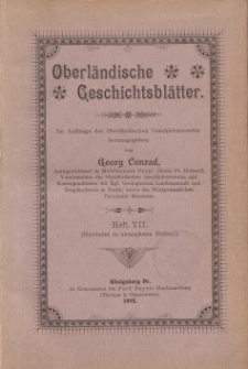Oberländische Geschichtsblätter, Heft 7, 1905