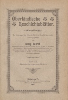 Oberländische Geschichtsblätter, Heft 9, 1907