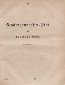 Gesetz-Sammlung für die Königlichen Preussischen Staaten, (Staatshaushalts-Etat für das Jahr 1858)