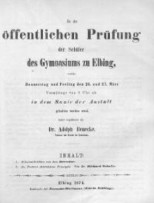 Zu der öffentlichen Prüfung der Schüler des Gymnasiums zu Elbing...
