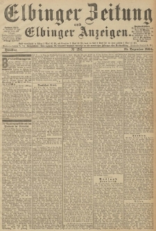 Elbinger Zeitung und Elbinger Anzeigen, Nr. 296 Dienstag 18. December 1894