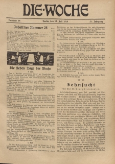 Die Woche : Moderne illustrierte Zeitschrift, 21. Jahrgang, 12. Juli 1919, Nr 28