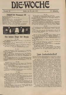 Die Woche : Moderne illustrierte Zeitschrift, 21. Jahrgang, 26. Juli 1919, Nr 30
