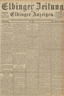 Elbinger Zeitung und Elbinger Anzeigen, Nr. 298 Donnerstag 20. December 1894