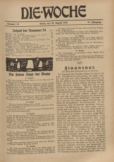 Die Woche : Moderne illustrierte Zeitschrift, 21. Jahrgang, 23. August 1919, Nr 34
