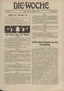 Die Woche : Moderne illustrierte Zeitschrift, 21. Jahrgang, 11. Oktober 1919, Nr 41