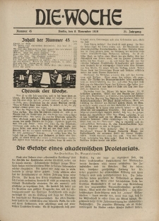 Die Woche : Moderne illustrierte Zeitschrift, 21. Jahrgang, 8. November 1919, Nr 45