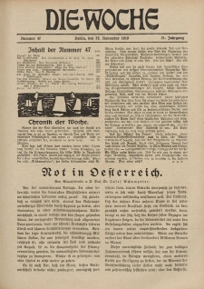 Die Woche : Moderne illustrierte Zeitschrift, 21. Jahrgang, 22. November 1919, Nr 47