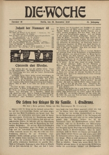 Die Woche : Moderne illustrierte Zeitschrift, 21. Jahrgang, 29. November 1919, Nr 48