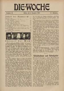 Die Woche : Moderne illustrierte Zeitschrift, 21. Jahrgang, 6. Dezember 1919, Nr 49