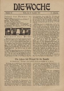 Die Woche : Moderne illustrierte Zeitschrift, 21. Jahrgang, 27. Dezember 1919, Nr 52