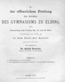 Zu der öffentlichen Prüfung der Schüler des Gymnasiums zu Elbing...