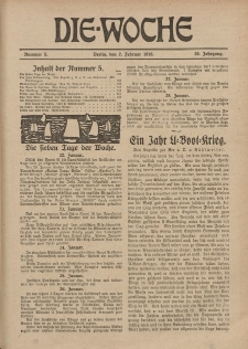 Die Woche, 20. Jahrgang, 2. Februar 1918, Nr 5