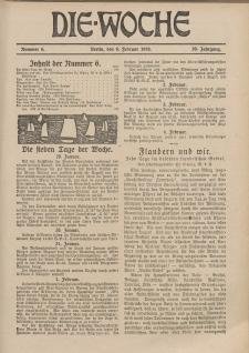 Die Woche, 20. Jahrgang, 9. Februar 1918, Nr 6