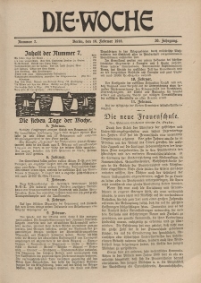 Die Woche, 20. Jahrgang, 16. Februar 1918, Nr 7