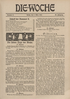 Die Woche, 20. Jahrgang, 3. März 1918, Nr 9